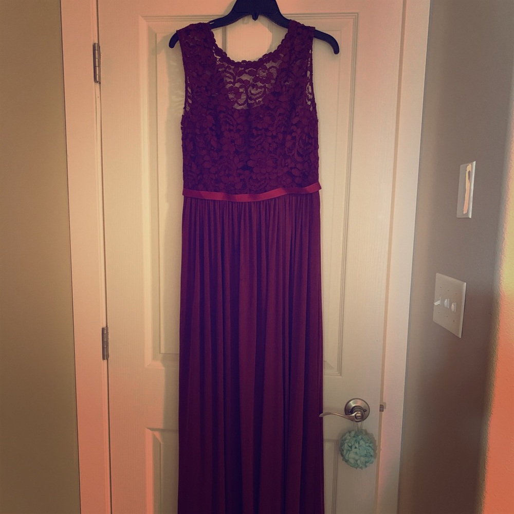 Long Bridesmaid Dress with Lace Bodice